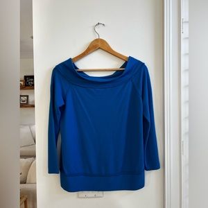 Blue Gibson off the shoulder sweater. Sized PXS. Good condition.
